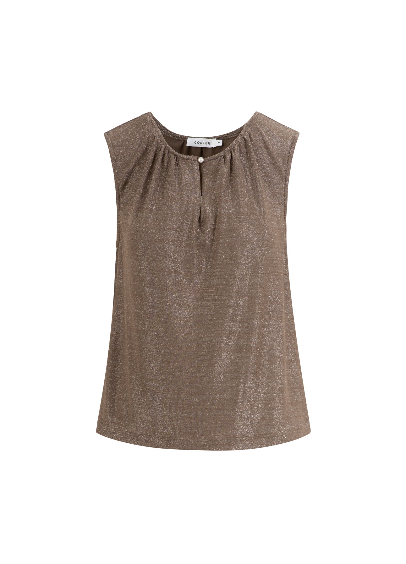 Coster Copenhagen ÆRMELØS LUREX TOP Shirt/Blouse Taupe sand - 393