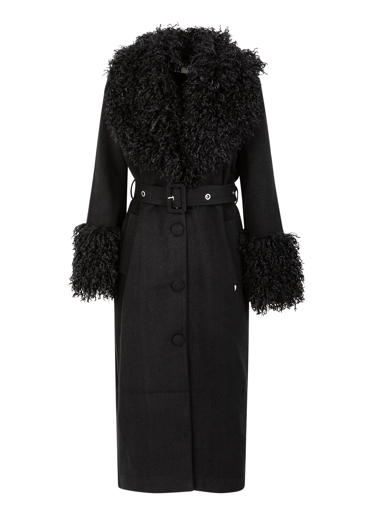 Coster Copenhagen BLØD FRAKKE MED PELSDETALJE Outerwear Black - 100