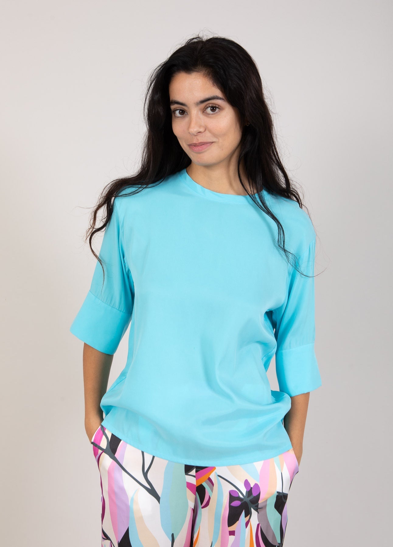 Coster Copenhagen BLUSE MED BRED MANCHET Shirt/Blouse Aqua blue - 585