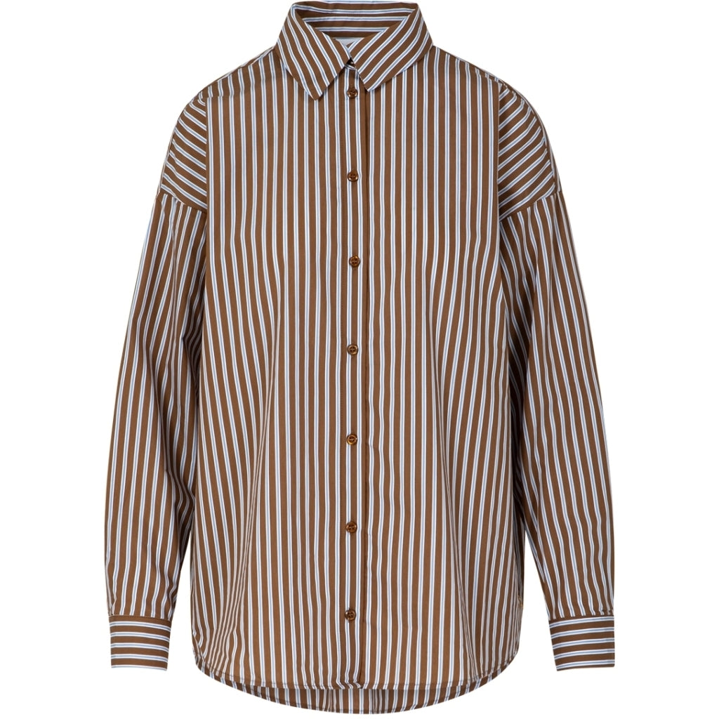 Coster Copenhagen BOXY KLASSISK SKJORTE Shirt/Blouse Brown/Blue stripes - 336