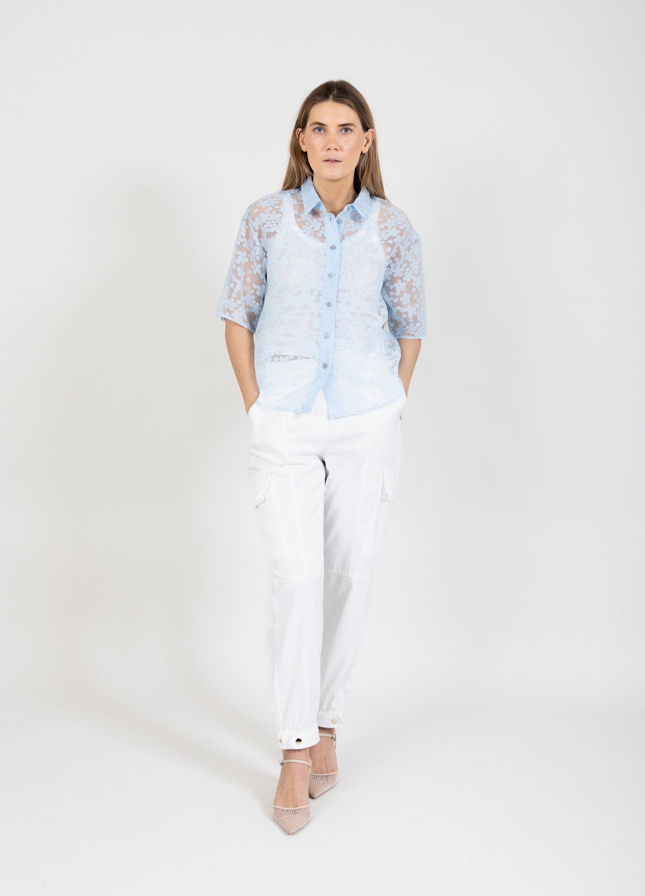 Coster Copenhagen CARGOBUKSER I GLIMMER - SILLE FIT Pants White - 200
