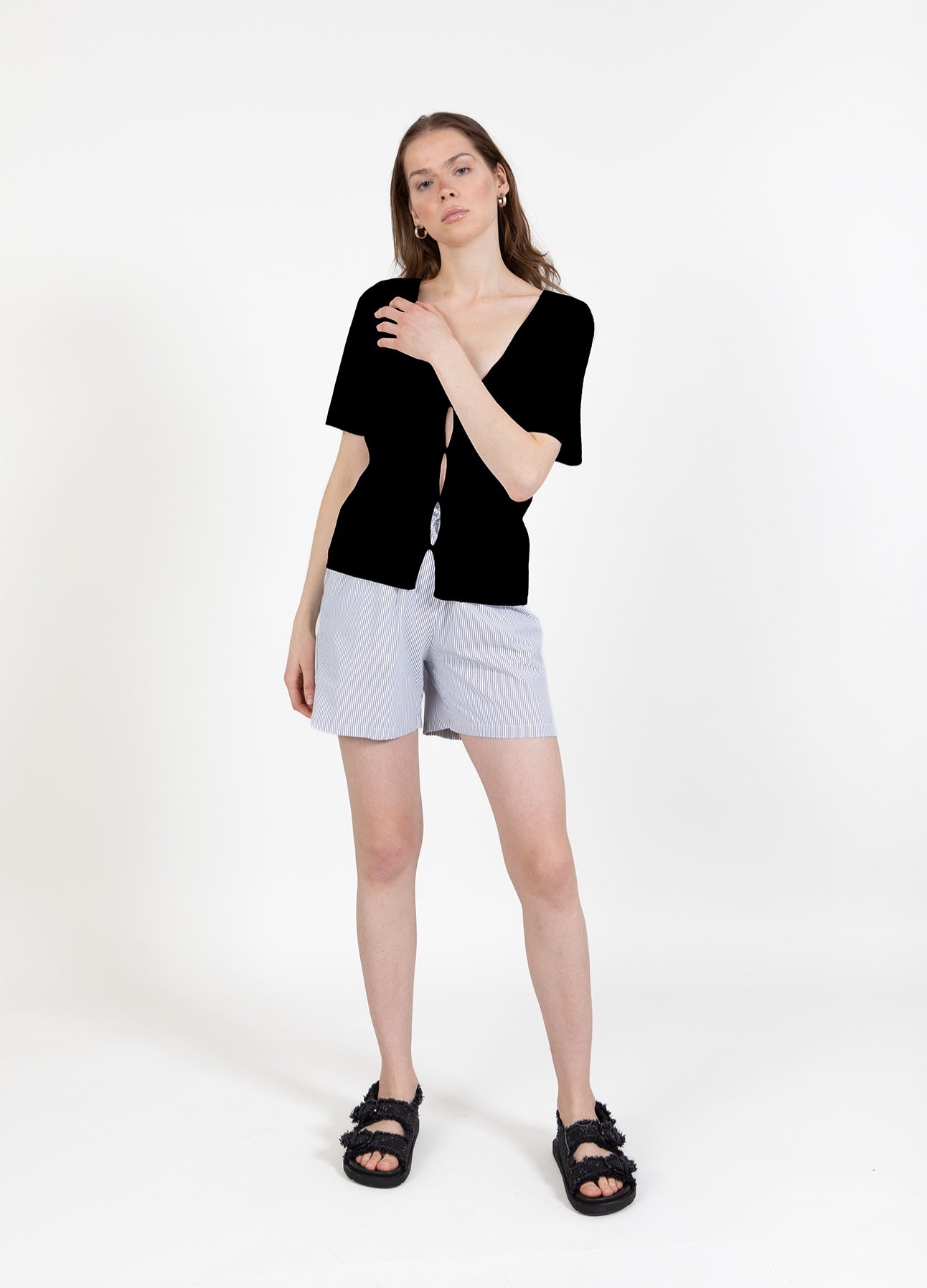 CC Heart CCH HEART ELENA KORTÆRMET CARDIGAN Knitwear Black - 100