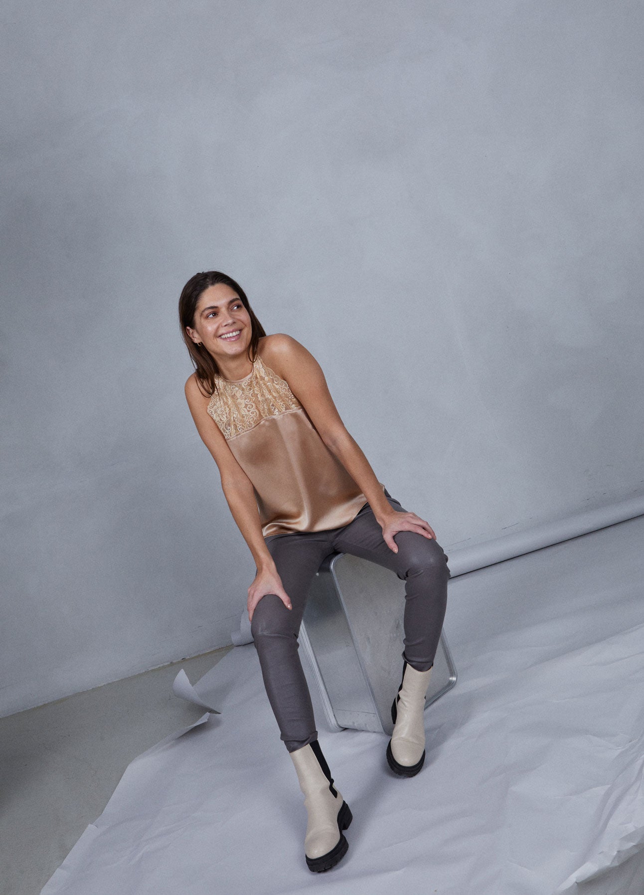 CC Heart CC HEART LÆDERLEGGINGS Pants Grey Mud - 141