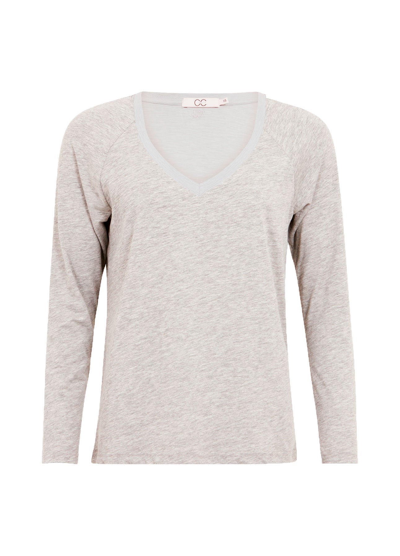 CC Heart CC HEART LANGÆRMET V-HALS T-SHIRT T-Shirt Light grey melange - 129