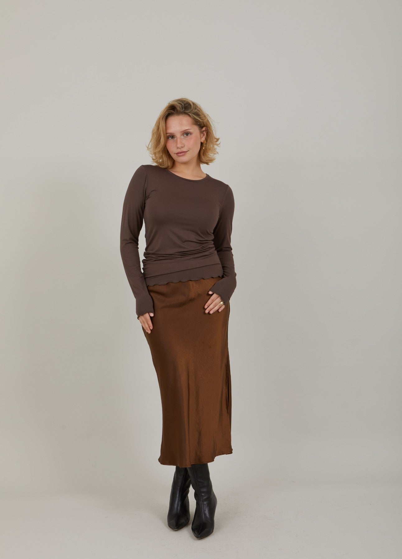 CC Heart CC HEART LANGÆRMET TOP Shirt/Blouse Walnut - 343