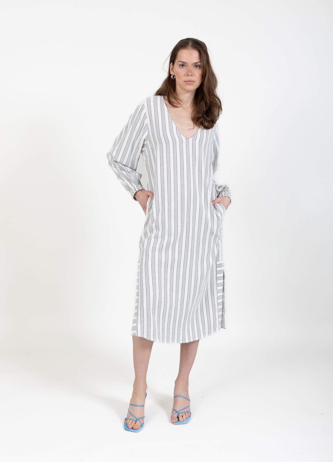 CC Heart CC HEART LINA LØS KJOLE I HØR LOOK Kjole Cream/black stripes - 235