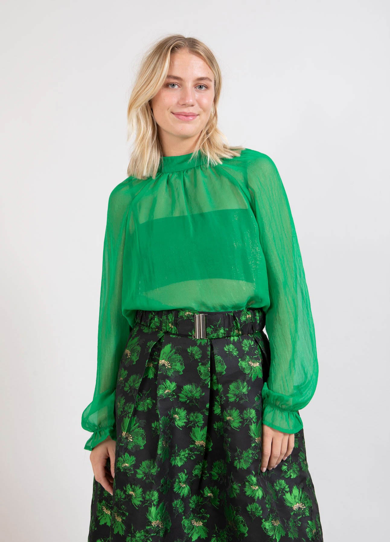 Coster Copenhagen  CHIFFON BLUSE Shirt/Blouse Metallic green - 490