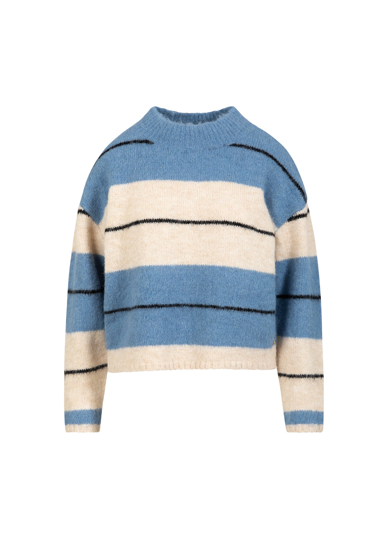 Coster Copenhagen FLUFFY STRIBET STRIK Knitwear Blue/creme stripe - 589