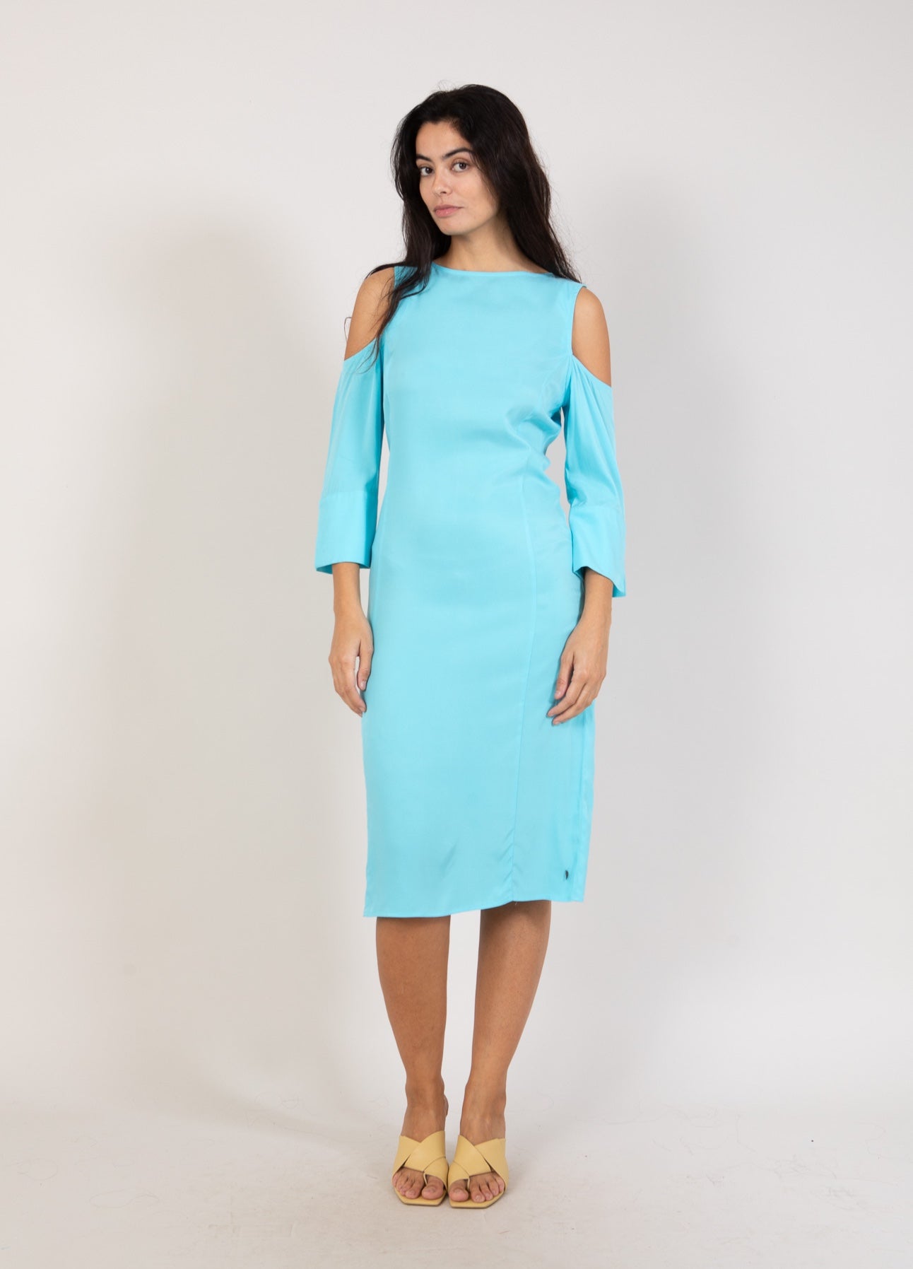 Coster Copenhagen KJOLE MED KNAPPEDETALJE Kjole Aqua blue - 585