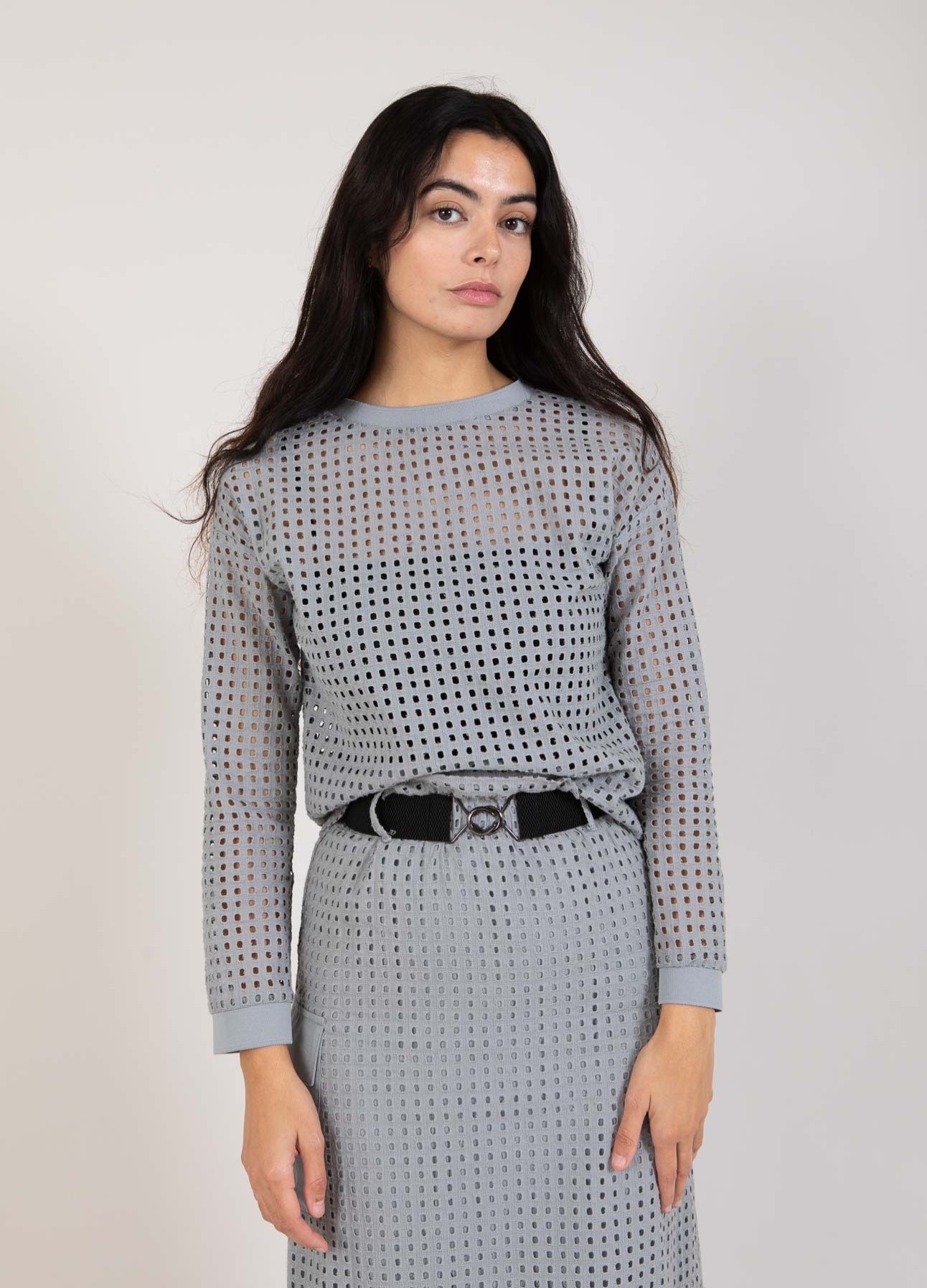 Coster Copenhagen MESH TOP MED LANGE ÆRMER Shirt/Blouse Dark Grey - 181
