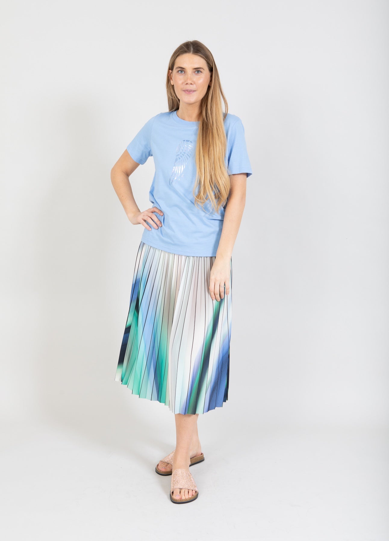 Coster Copenhagen PLISSERET NEDERDEL MED PRINT Skirt Gradiant Print - 946