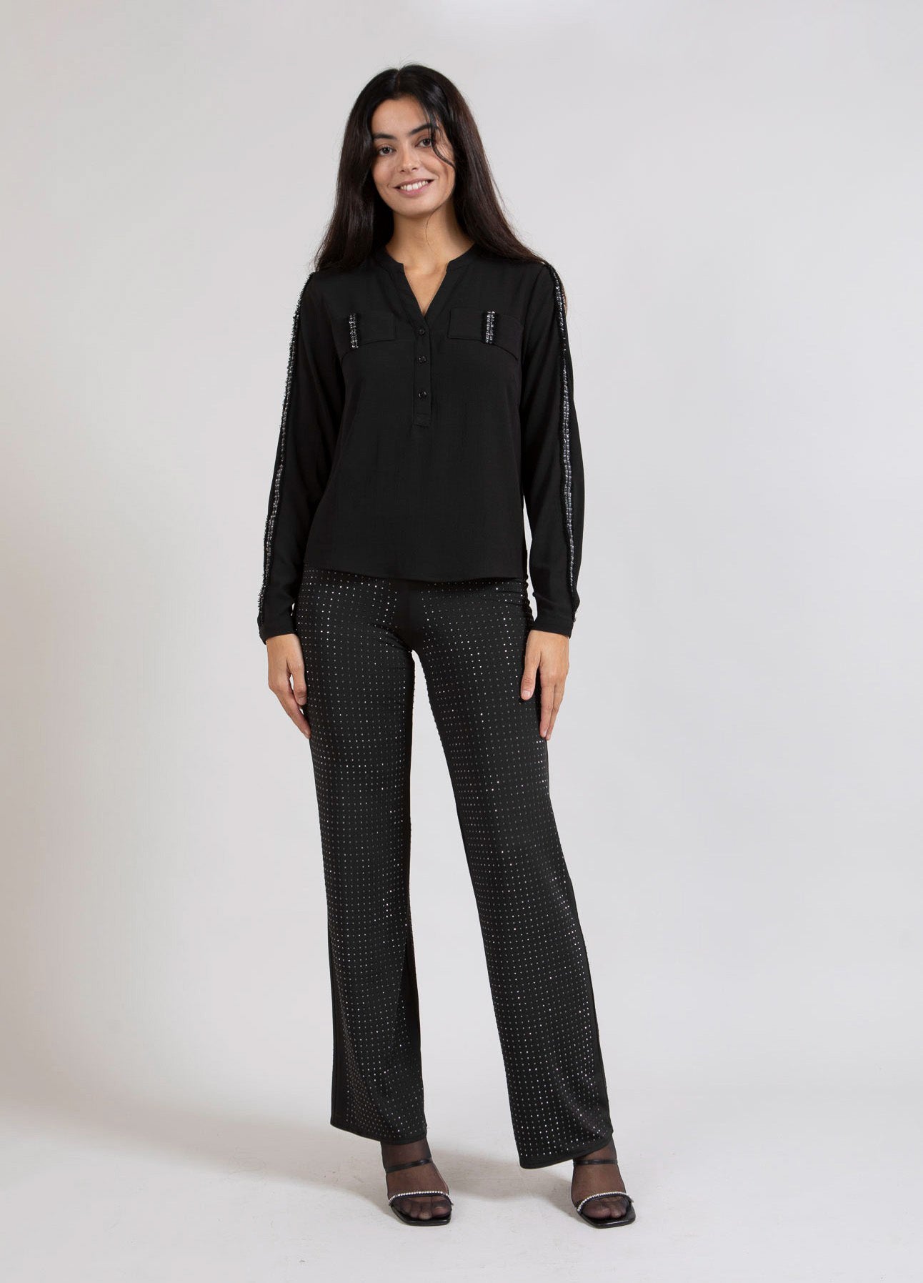 Coster Copenhagen  RHINSTEN BUKSER - MYNTE FIT Pants Black - 100