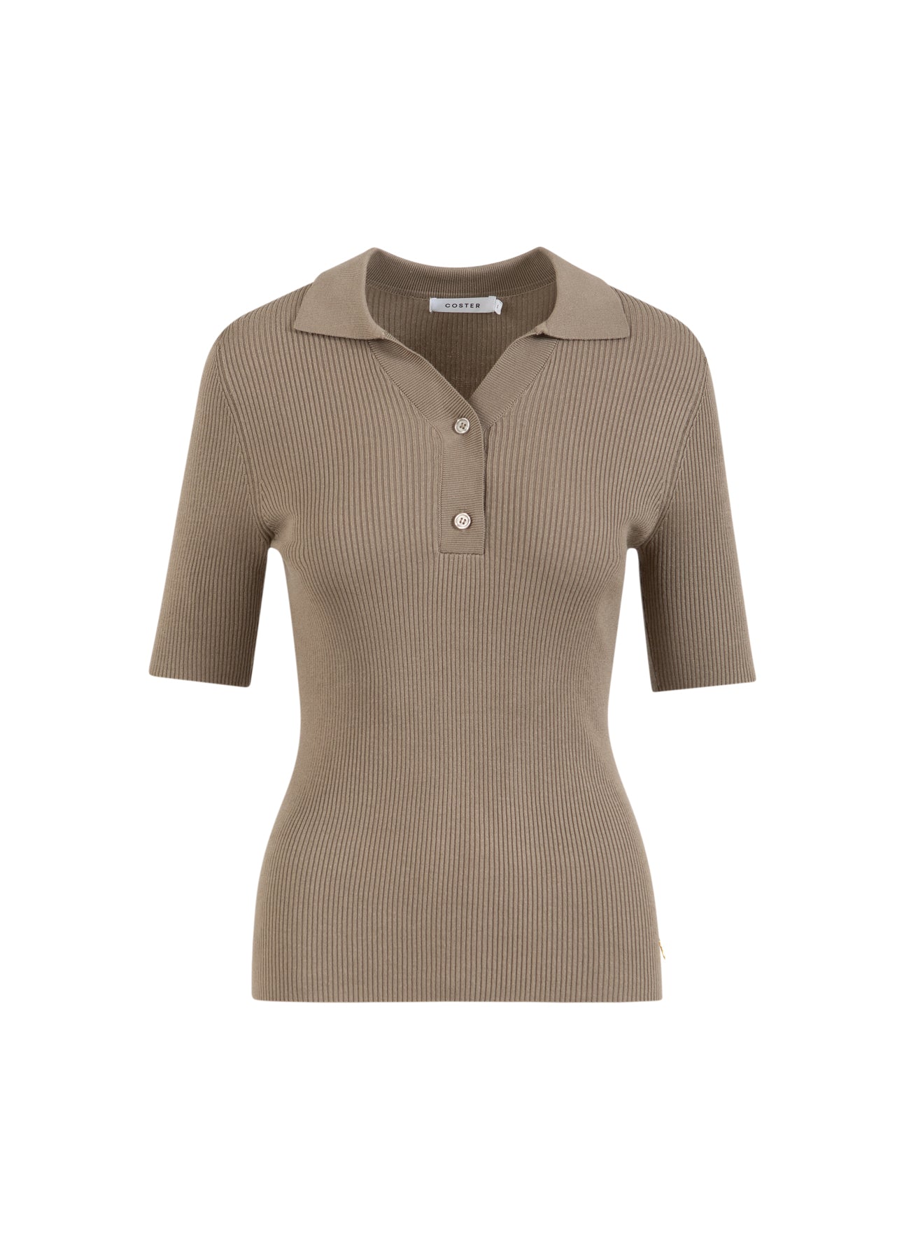 Coster Copenhagen RIBSTRIKKET POLO Knitwear Taupe sand - 393