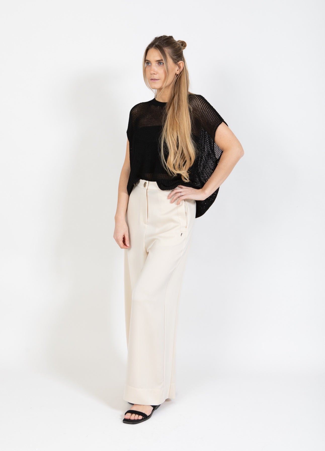 Coster Copenhagen BREDE BUKSER MED BLANK OVERFLADE - STELLA PASFORM Pants Creme - 241