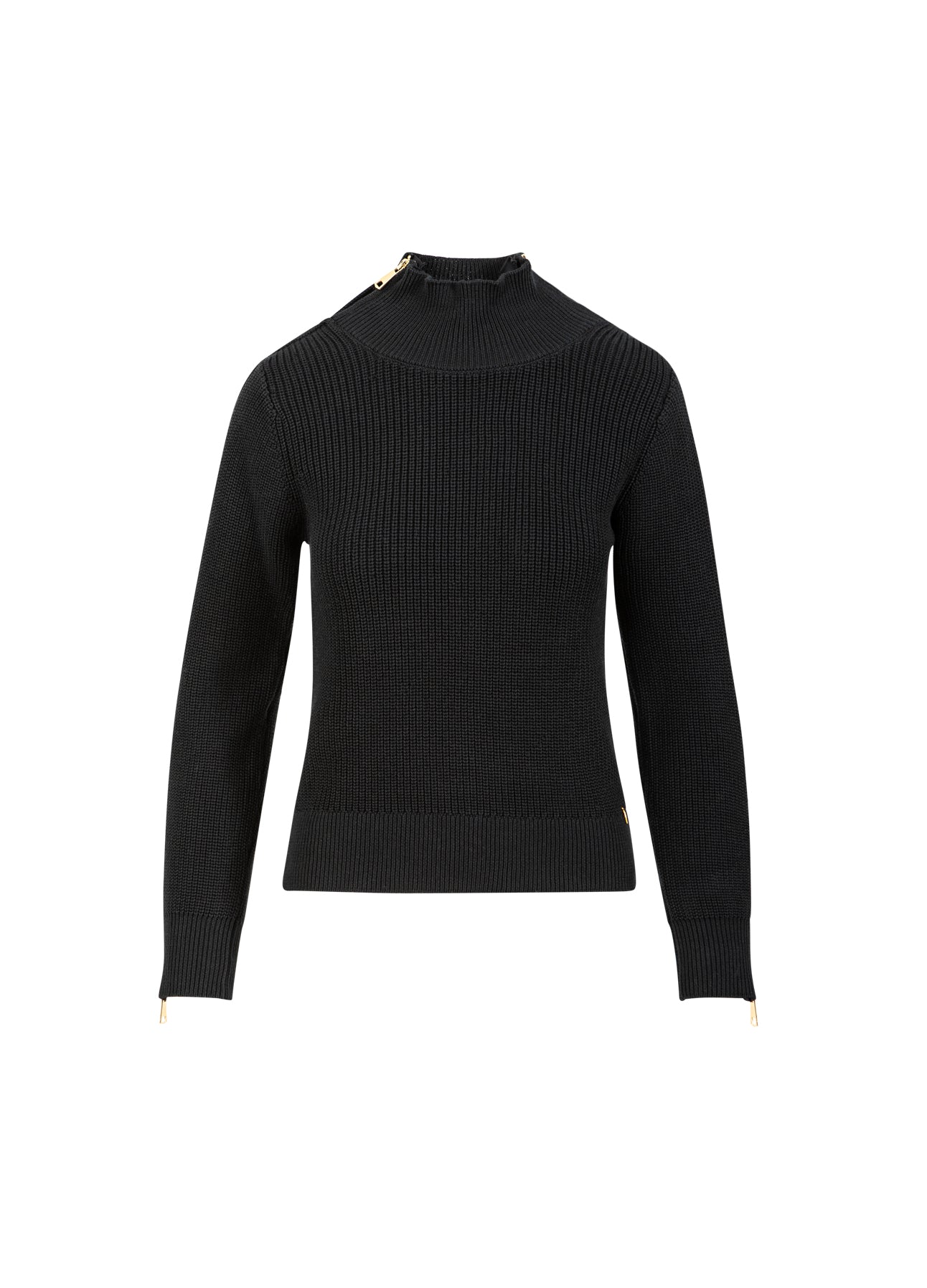 Coster Copenhagen STRIK MED HØJ HALS OG LYNLÅS Knitwear Black - 100