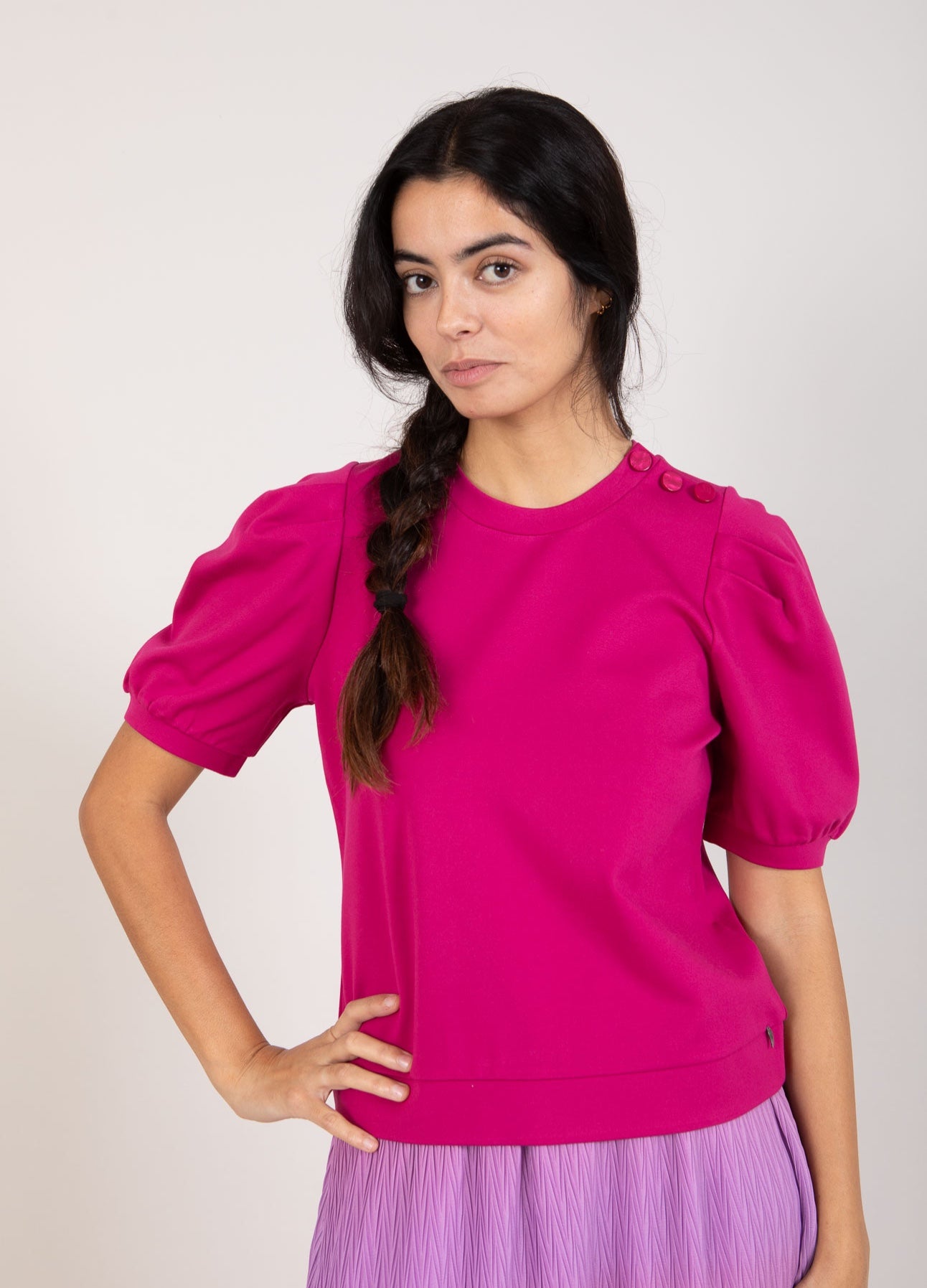 Coster Copenhagen SWEATSHIRT MED PLISSERING Shirt/Blouse Berry - 693