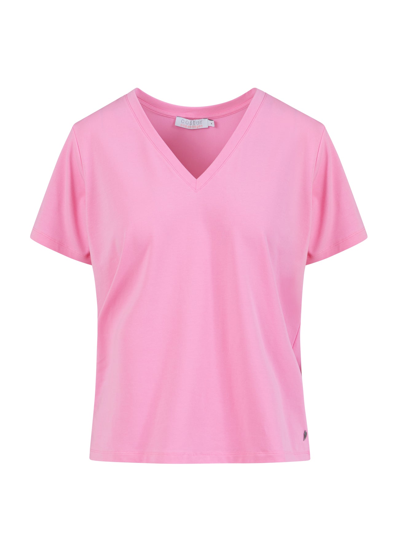 Coster Copenhagen T-SHIRT MED V-UDSKÆRING - MELLEMLANGE ÆRMER T-Shirt Bubble pink - 690