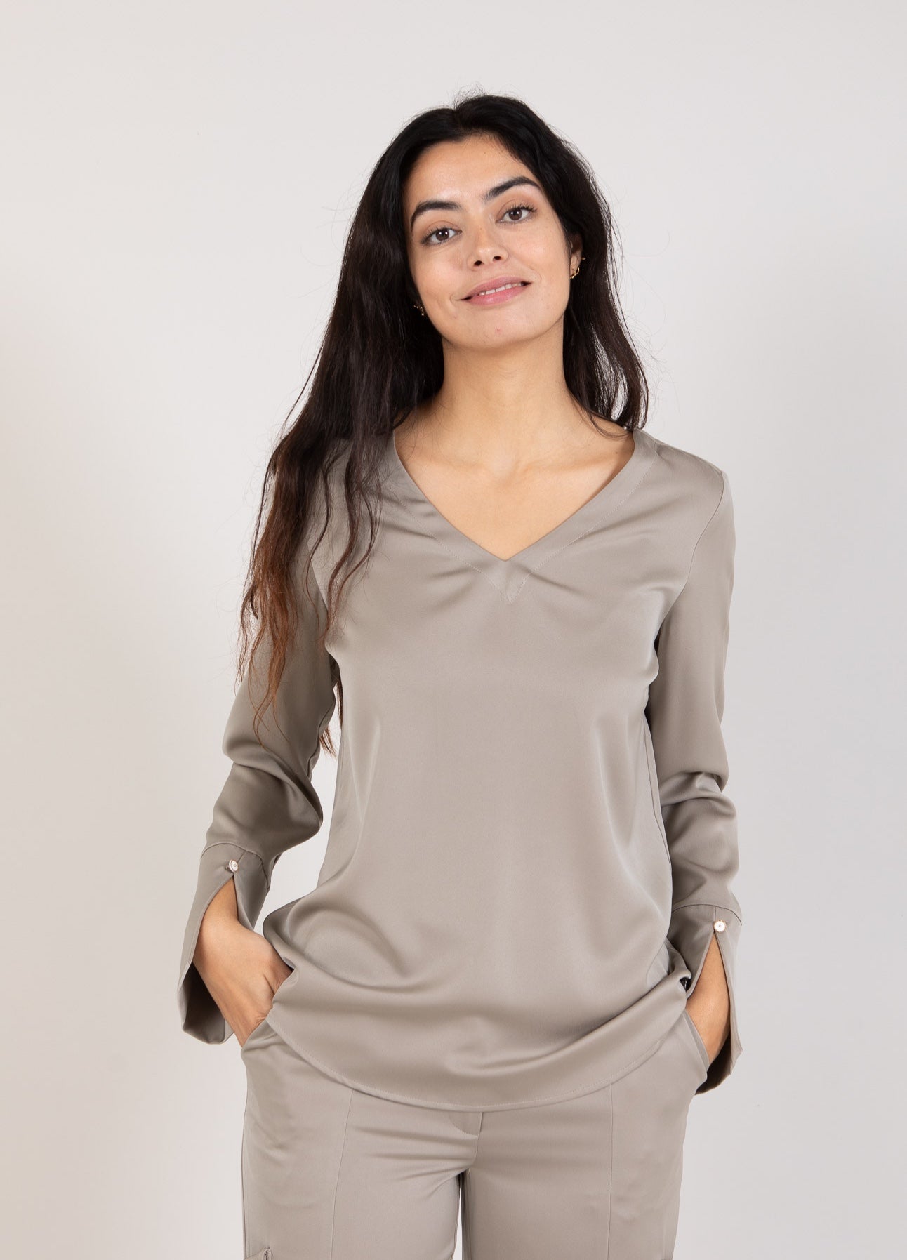 Coster Copenhagen TOP MED LANGE ÆRMER OG MANCHETTER Shirt/Blouse Grey - 102
