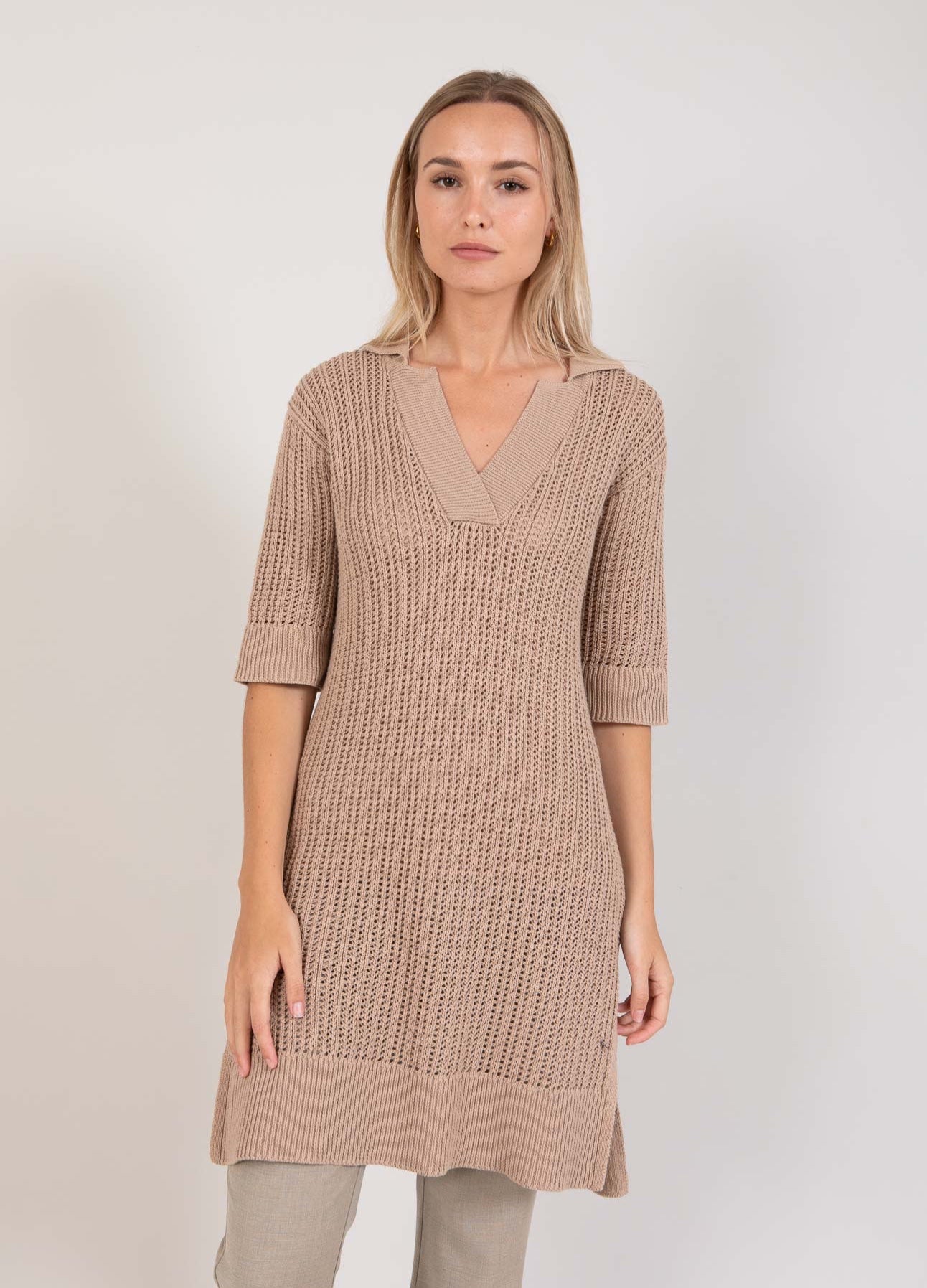 Coster Copenhagen TUNIKA I ÅBENT STRIK Knitwear Beige - 399