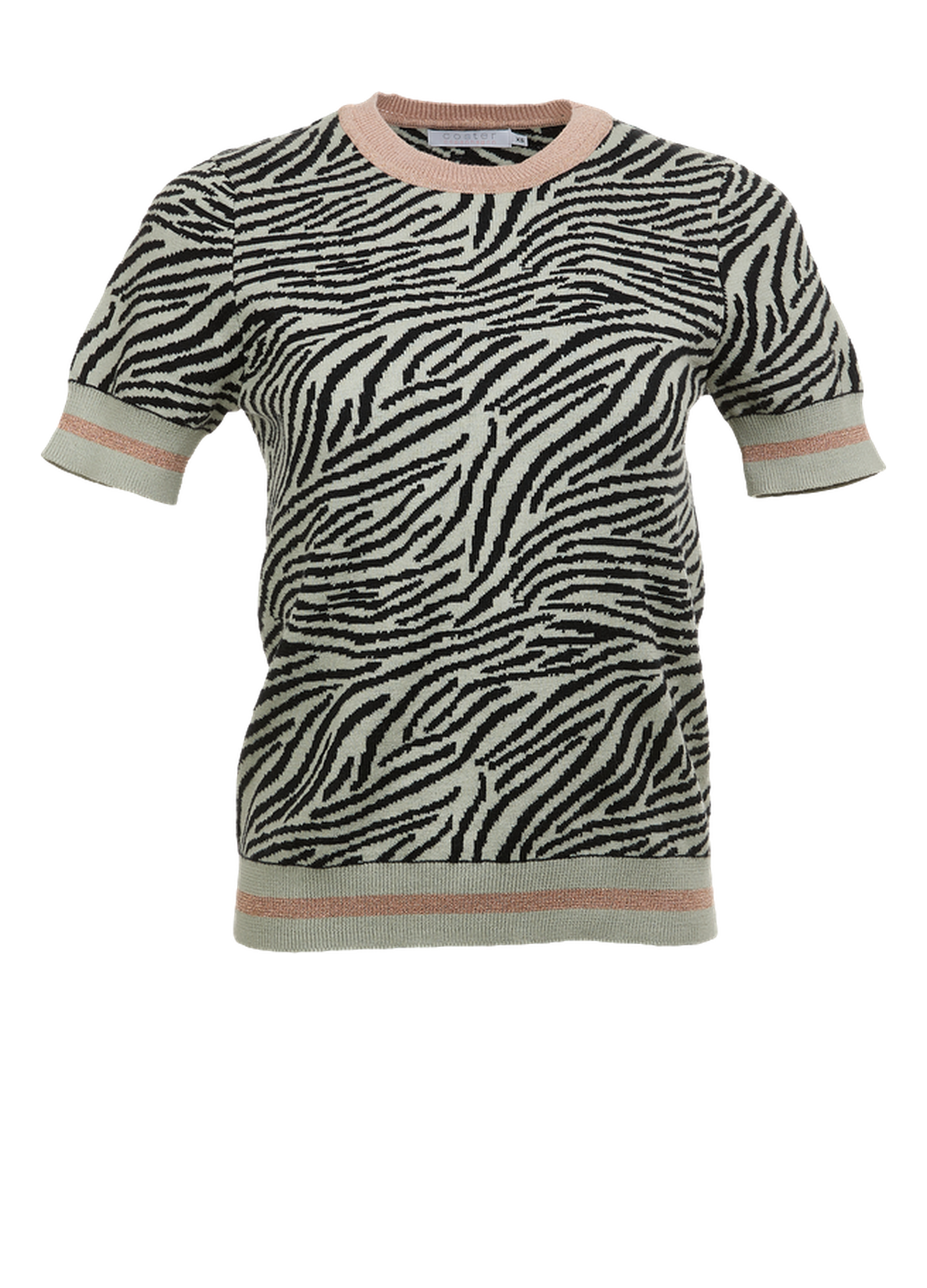 PRE-LOVED STRIK M. KORTE ÆRMER I ZEBRA PRINT - N/A
