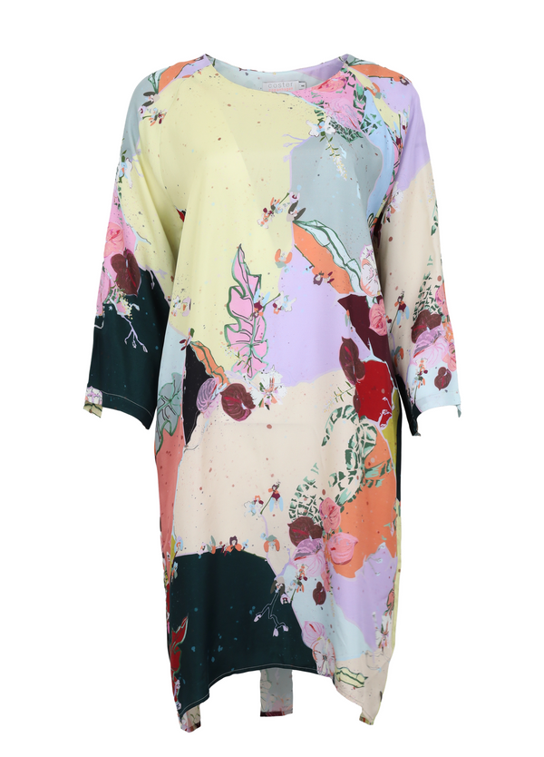 PRE-LOVED Dress w. ranglan sleeves  - Flamingo flower