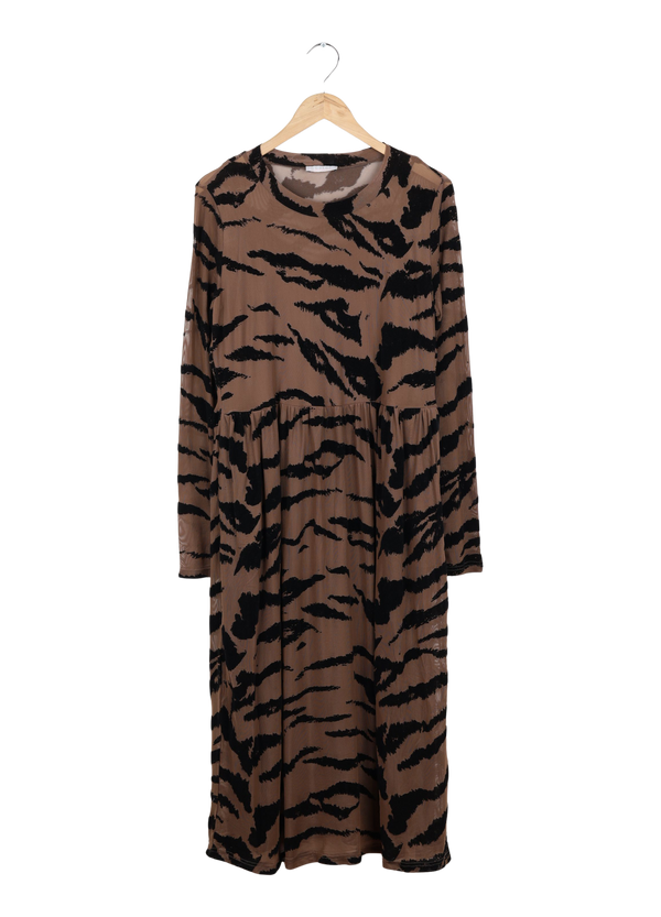 PRE-LOVED LANG KJOLE M. MESH ZEBRA PRINT - Brown zebra mesh