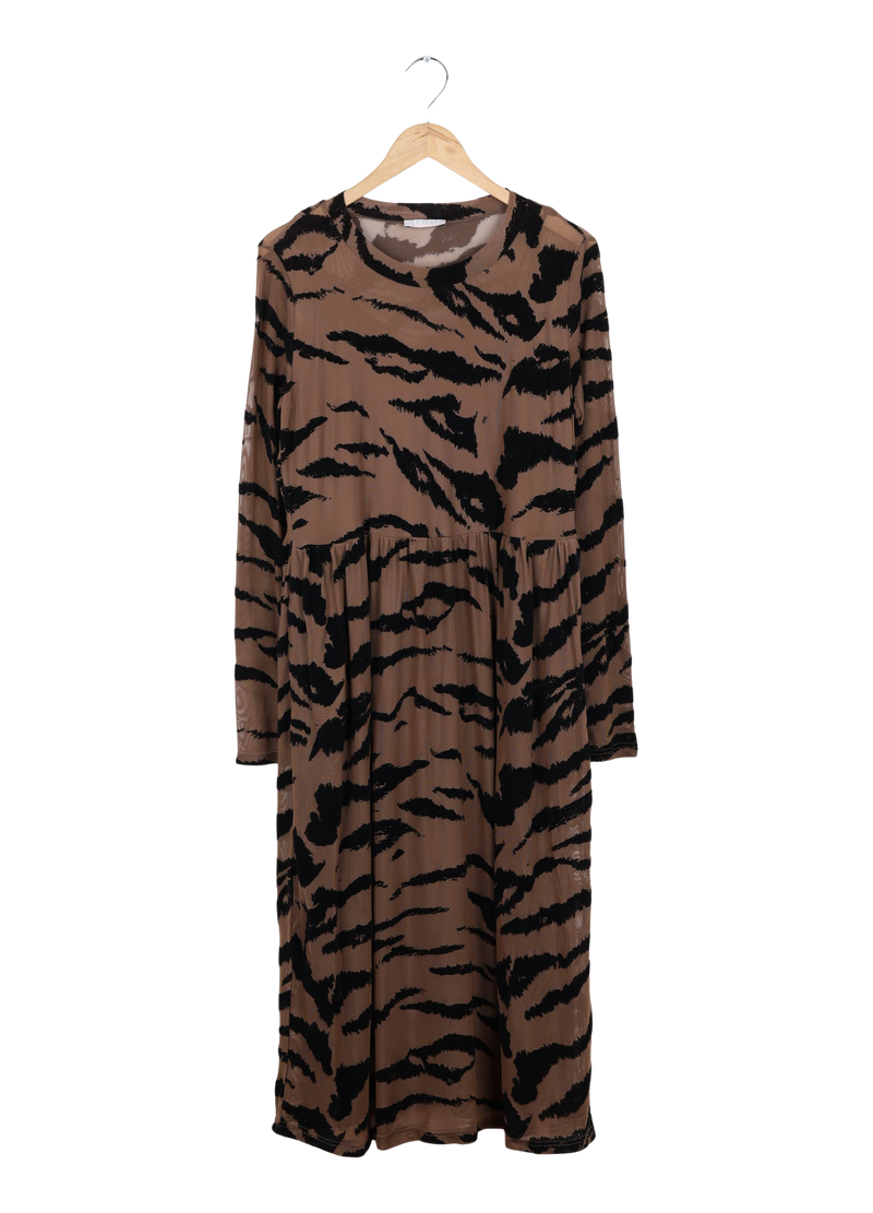 PRE-LOVED LANG KJOLE M. MESH ZEBRA PRINT - Brown zebra mesh