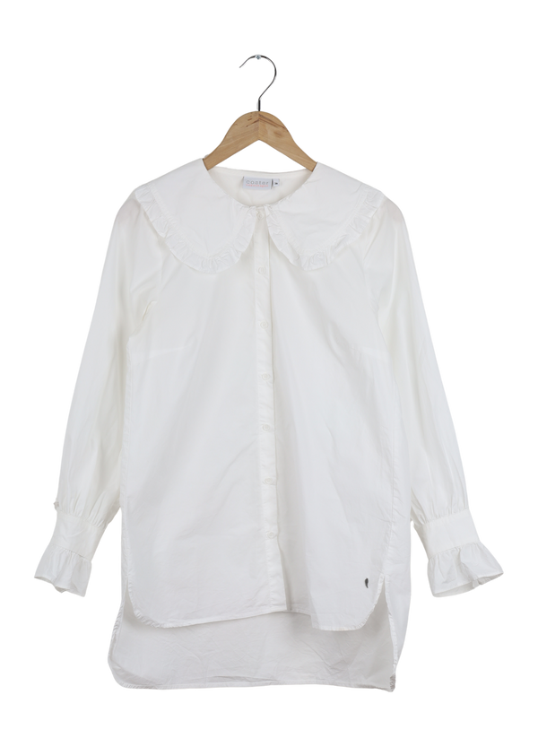 PRE-LOVED SKJORTE MED BRED KRAVE - White