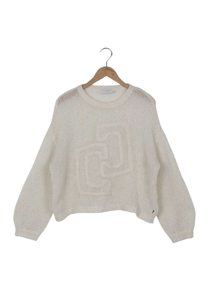 PRE-LOVED STRIK MED STORT EMBLEM - Creme