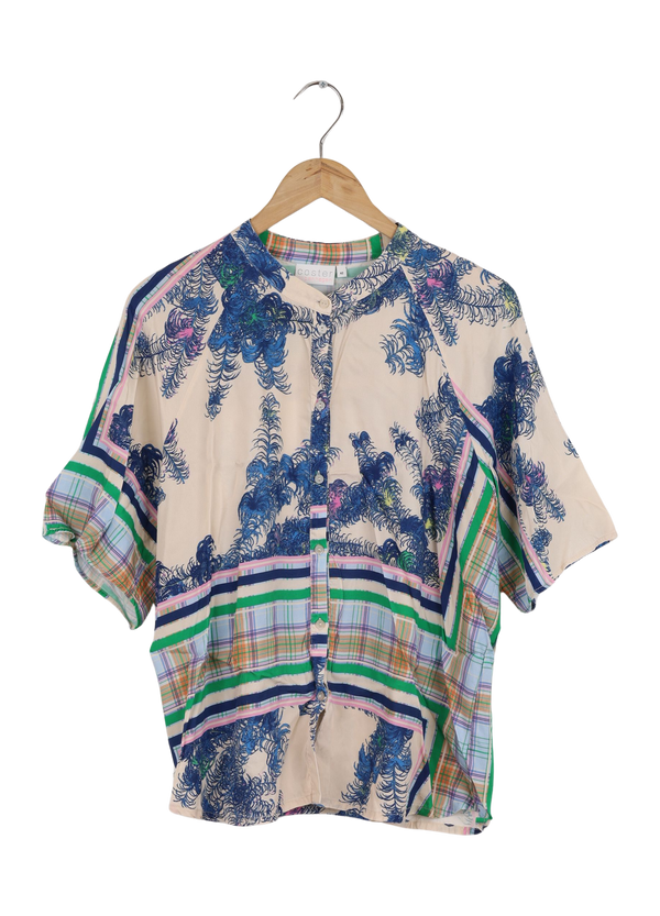 PRE-LOVED Shirt w. short sleeves - Scarf print