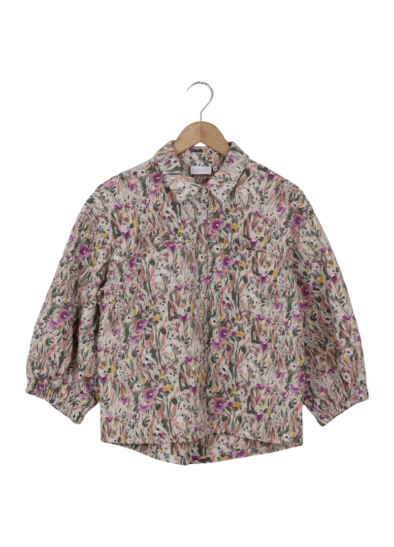 PRE-LOVED QUILTET JAKKE MED PUFÆRMER - Flower print