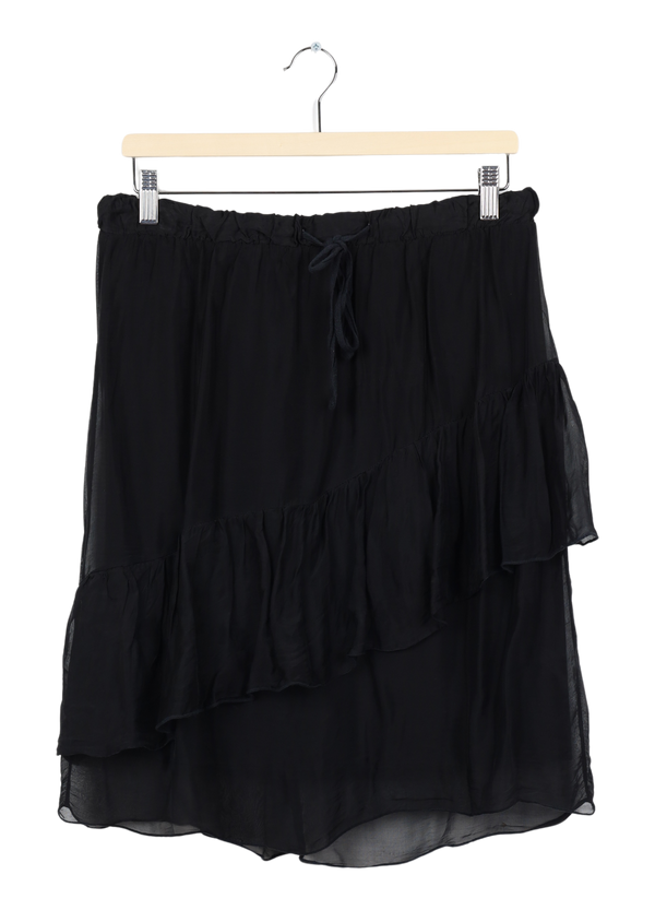 PRE-LOVED Skirt w. elastic and w. wide drawstring - Black