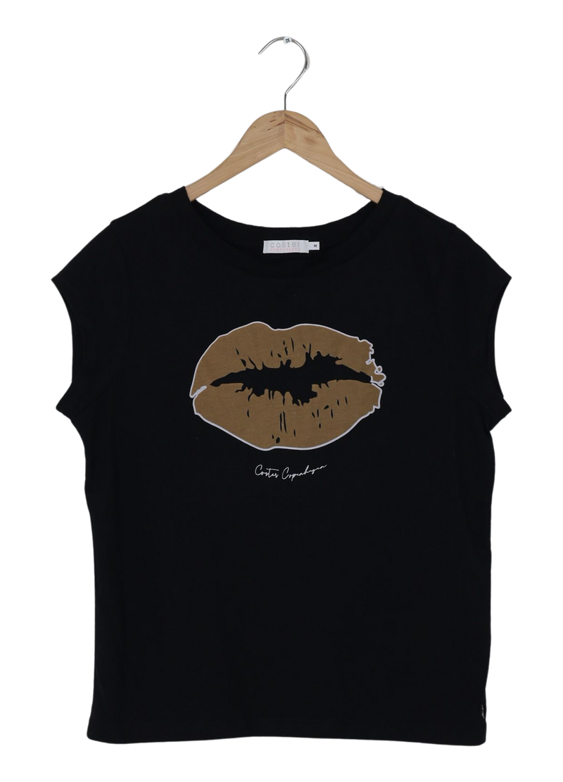PRE-LOVED T-SHIRT MED VELVET KISS PRINT - KORT ÆRME - Black