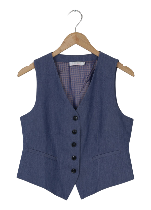 PRE-LOVED KORT SKRÆDDERSYET VEST - Medium denim blue