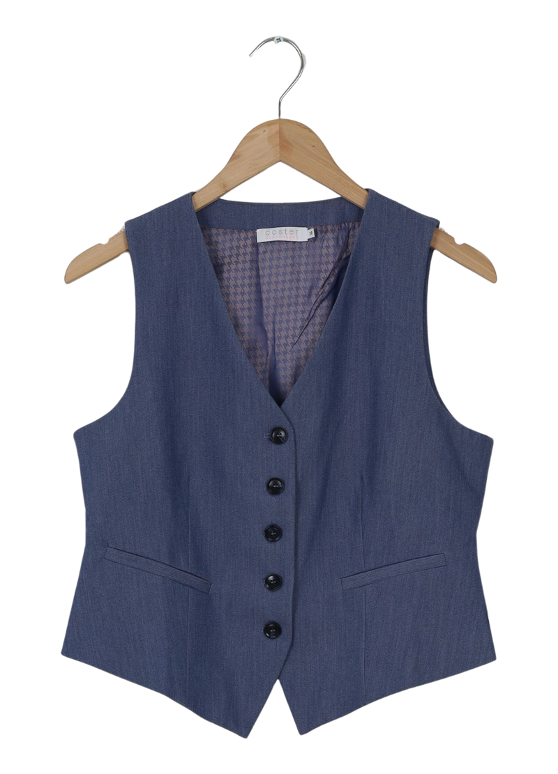 PRE-LOVED KORT SKRÆDDERSYET VEST - Medium denim blue