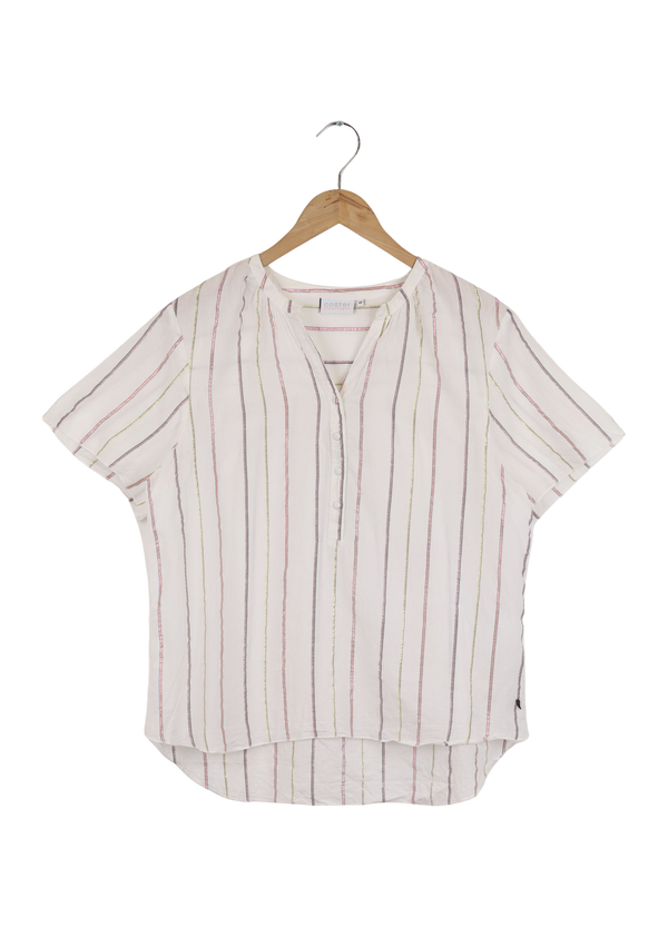 PRE-LOVED BLUSE M. V-HALS OG KNAPPER  - Desert Sand