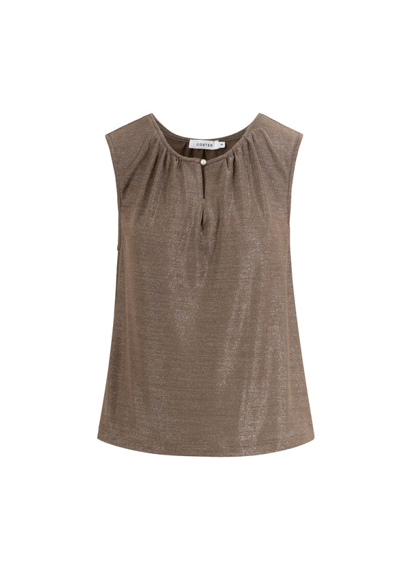 Coster Copenhagen ÆRMELØS LUREX TOP Shirt/Blouse Taupe sand - 393
