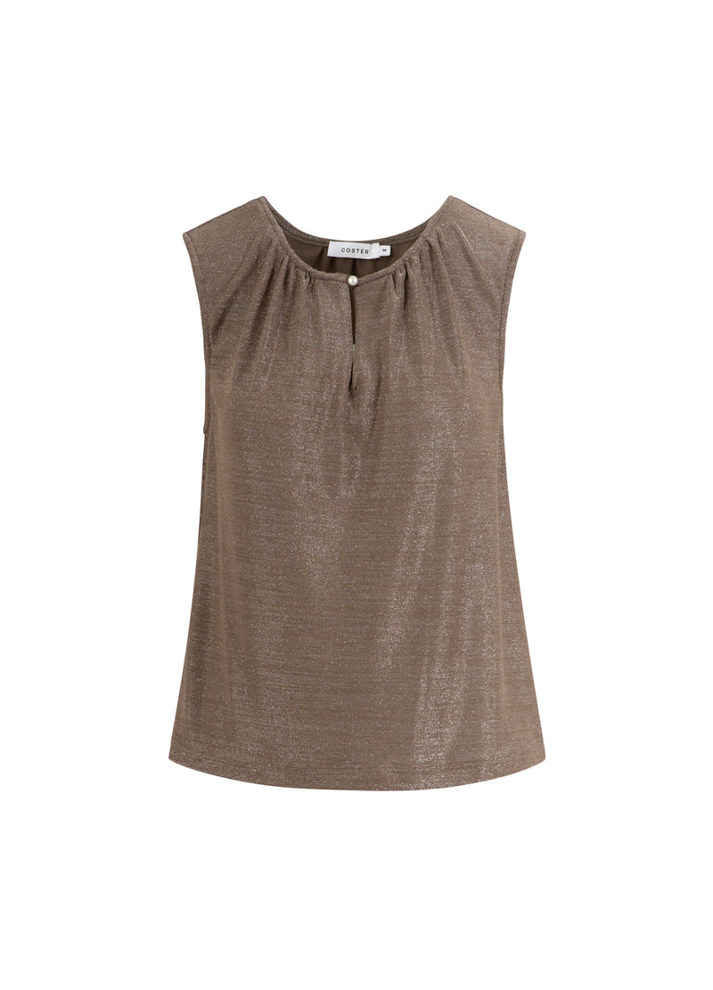 Coster Copenhagen ÆRMELØS LUREX TOP Shirt/Blouse Taupe sand - 393
