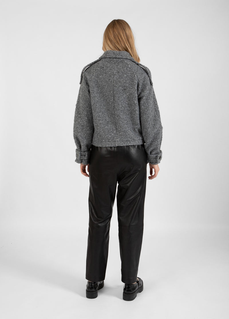 Coster Copenhagen  AFSLAPPEDE LÆDERBUKSER - SILLE PASFORM Pants Black - 100