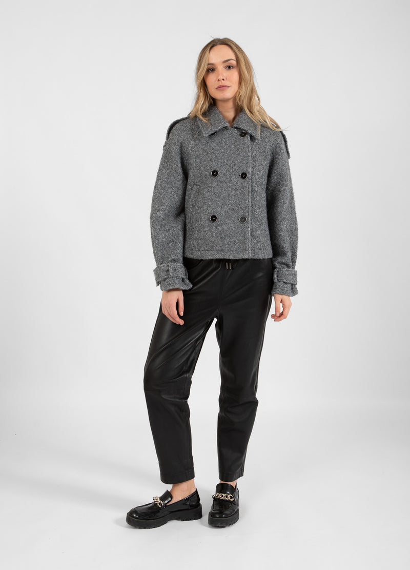 Coster Copenhagen  AFSLAPPEDE LÆDERBUKSER - SILLE PASFORM Pants Black - 100