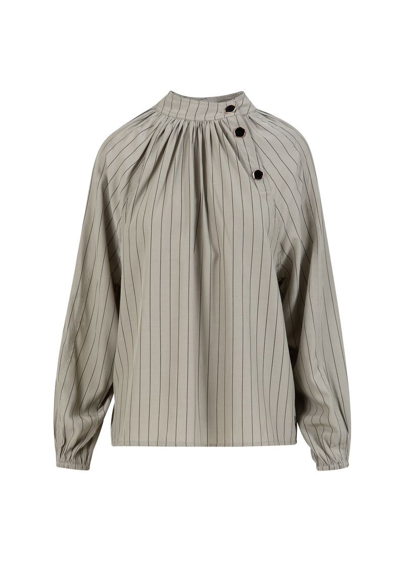 Coster Copenhagen ASYMMETRISK SKJORTE Shirt/Blouse Dusty green/black stripes - 477