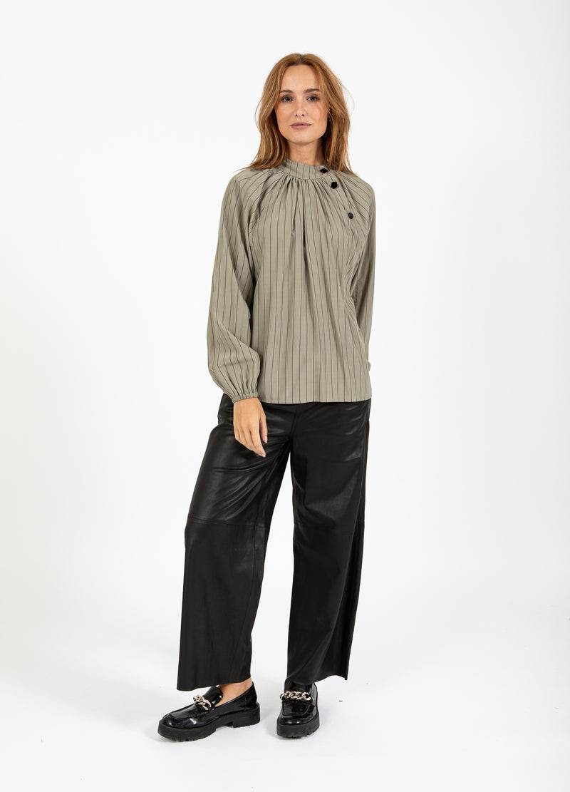 Coster Copenhagen ASYMMETRISK SKJORTE Shirt/Blouse Dusty green/black stripes - 477