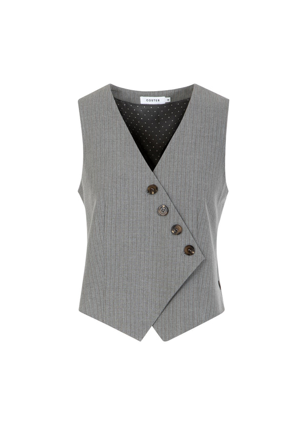 Coster Copenhagen ASYMMETRISK VEST Vest Mist grey pin stripe - 175