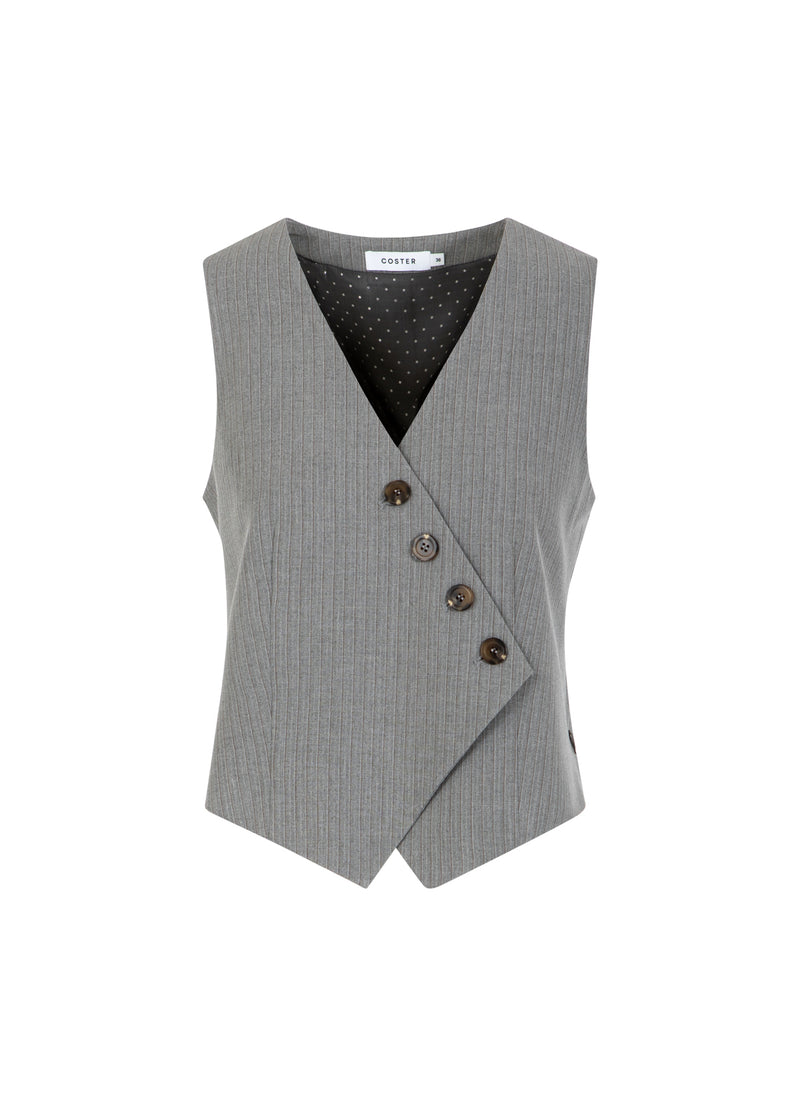 Coster Copenhagen ASYMMETRISK VEST Vest Mist grey pin stripe - 175