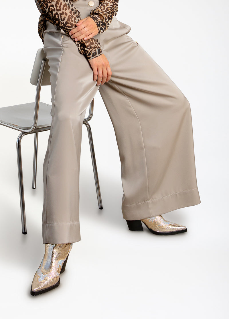 Coster Copenhagen BLANKE VIDDE BUKSER MED HØJ TALJE - PETRA FIT Pants Grey sand - 241