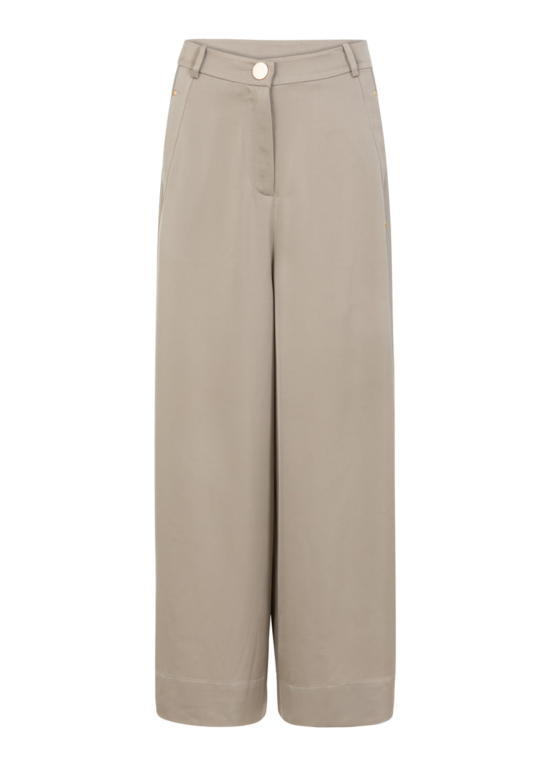 Coster Copenhagen BLANKE VIDDE BUKSER MED HØJ TALJE - PETRA FIT Pants Grey sand - 241