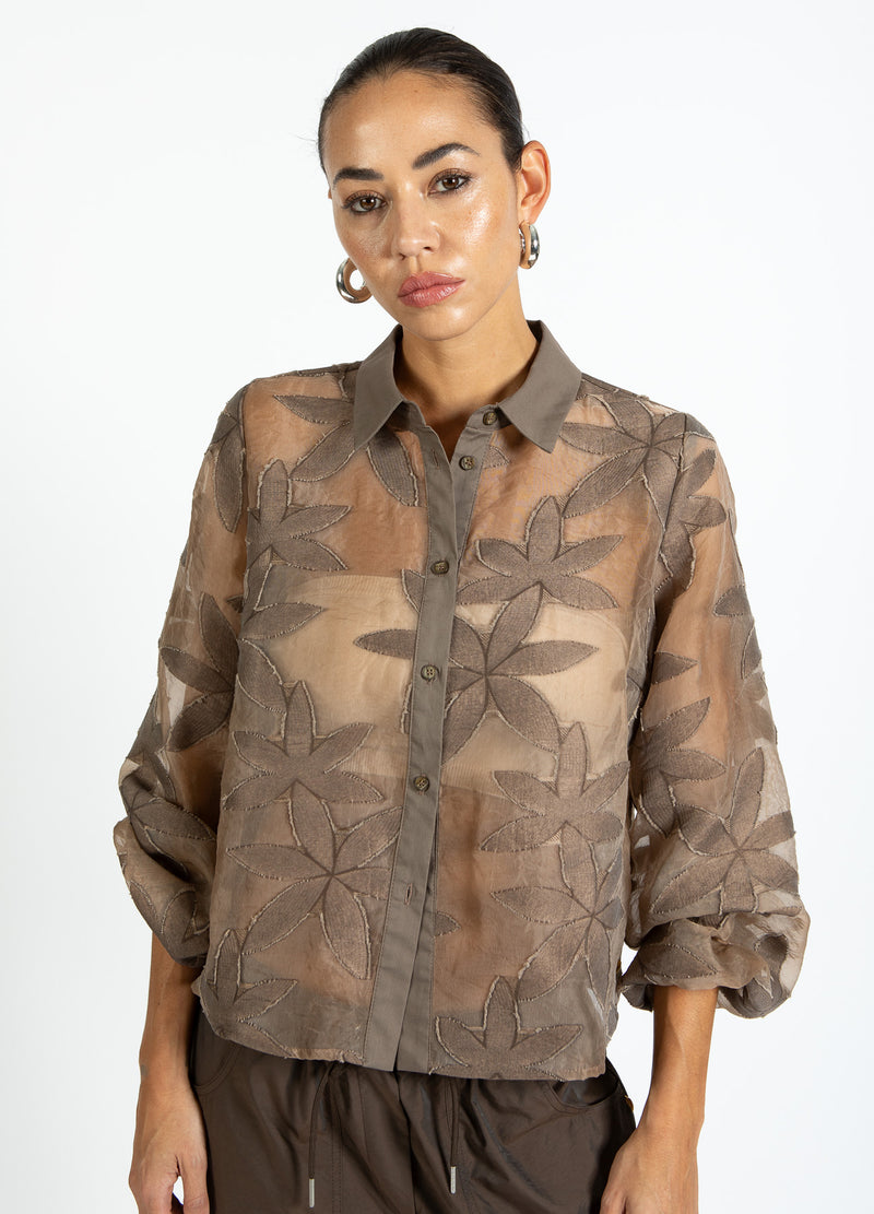 Coster Copenhagen BLOMSTERSTRUKTUR SKJORTE Shirt/Blouse Taupe sand - 393