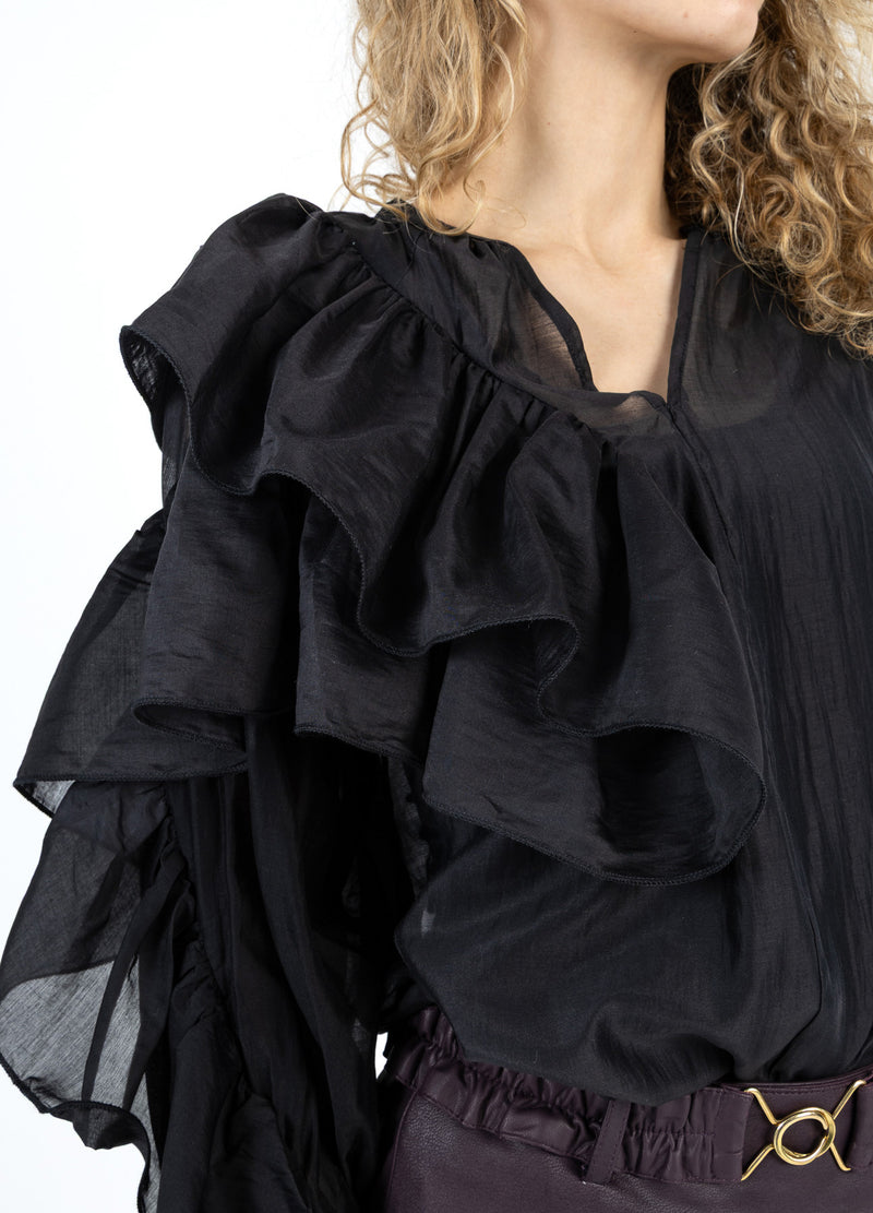 Coster Copenhagen BLOUSE MED FLÆSER Shirt/Blouse Black - 100