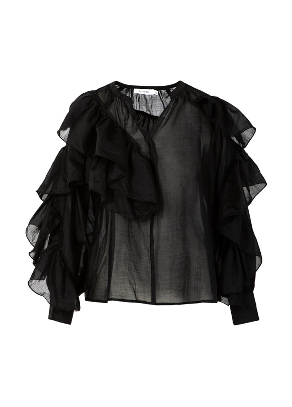 Coster Copenhagen BLOUSE MED FLÆSER Shirt/Blouse Black - 100