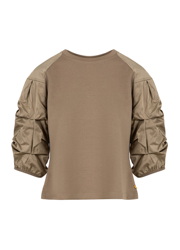 Coster Copenhagen BLUSE I MIX MED PUFÆRMER Shirt/Blouse Taupe sand - 393
